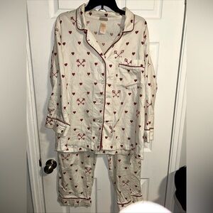 BedHead Pajama Set with Red Heart Print XL 100% Cotton